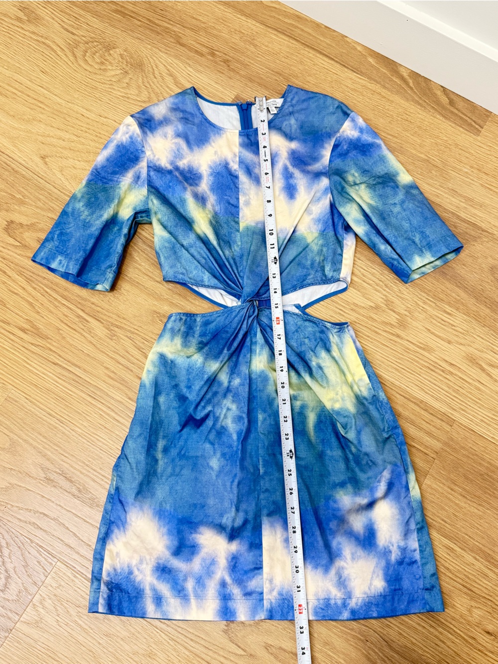 & Other Stories Blue and Yellow Tie-Dye Cutout Skirt